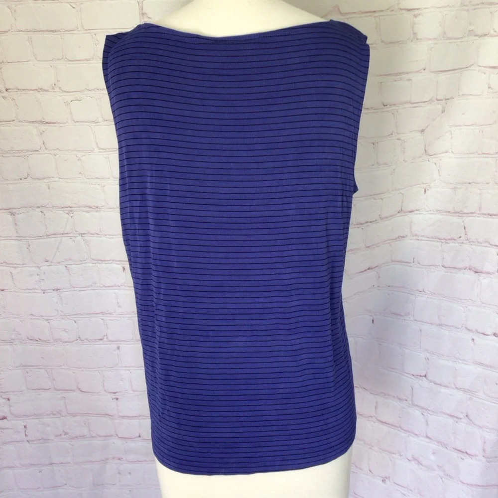 Chico’s Private Edition Purple and Black Stripe Sleeveless Top - Size 3 - Picture 4 of 6